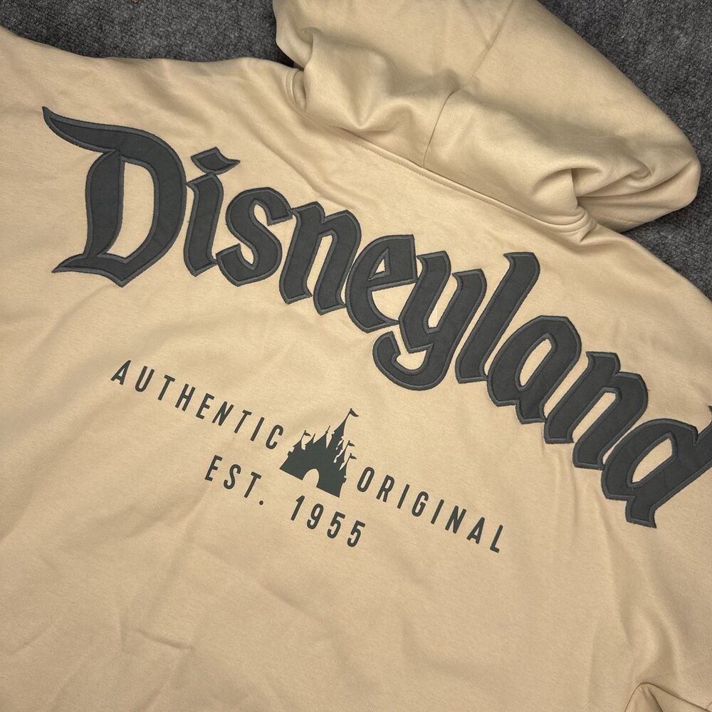NWT Disneyland Resort Beige Fleece Fleece Full Zip Up Hoodie - XXL